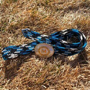 Vintage Montana Silversmiths Silver Engraved Gold Initial Buckle Braided Belt